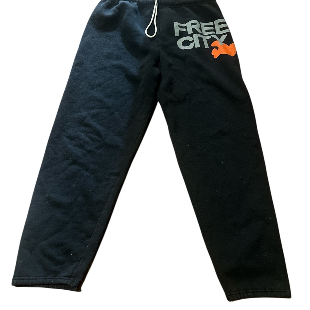 Freecity mens Joggers in Black with Orange Accent